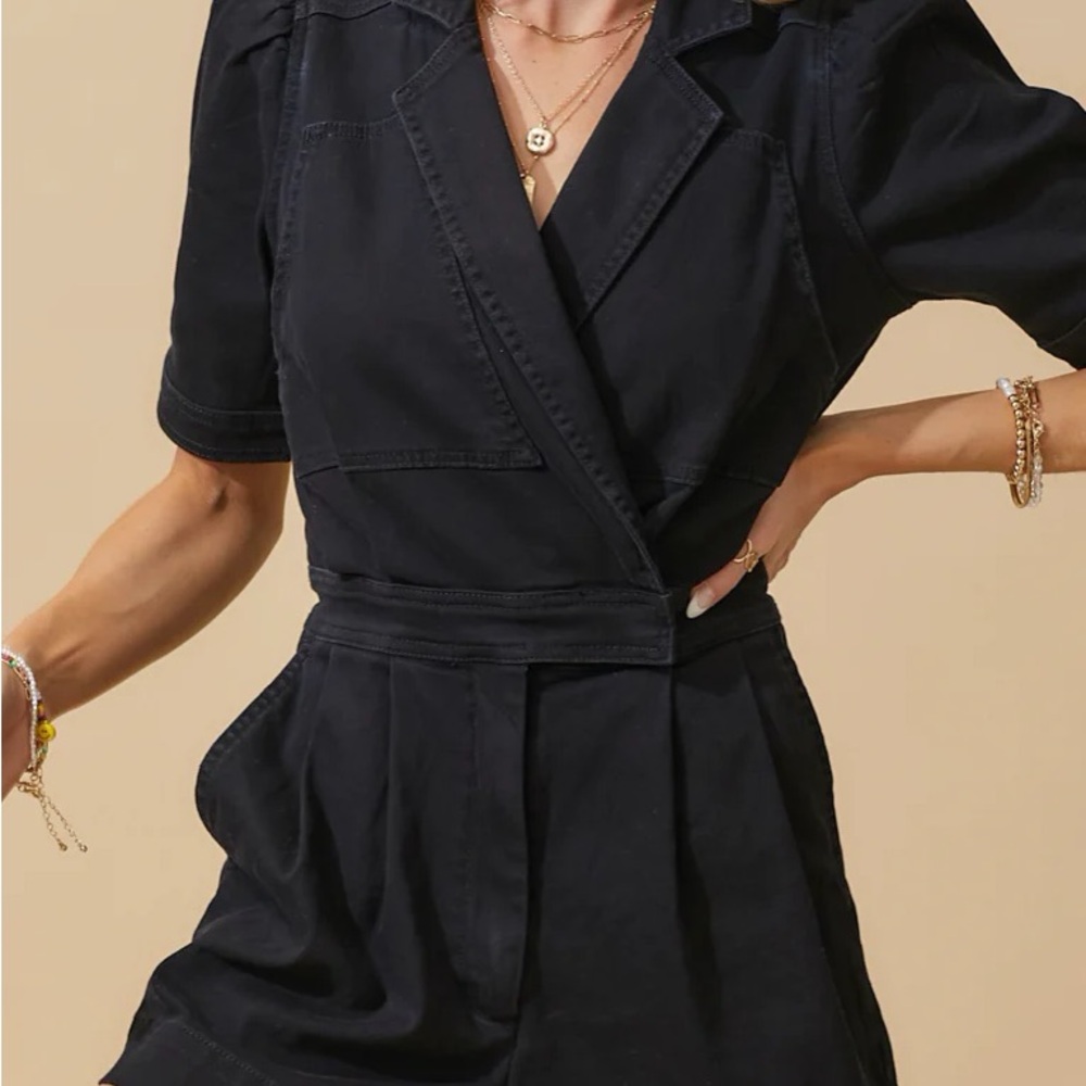 Day + Moon Black Denim Romper